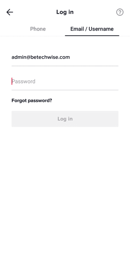 Forgot password on TikTok