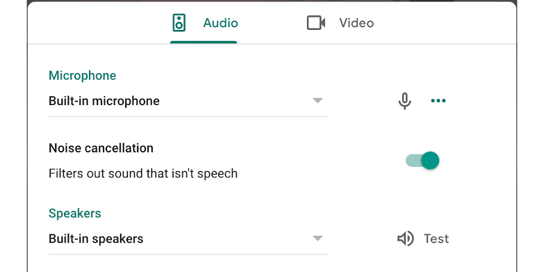 Enable noise cancellation on Google Meet calls